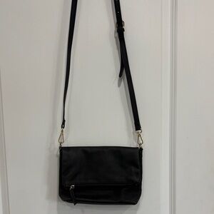 Moda Elegant Black fold over Crossbody Bag